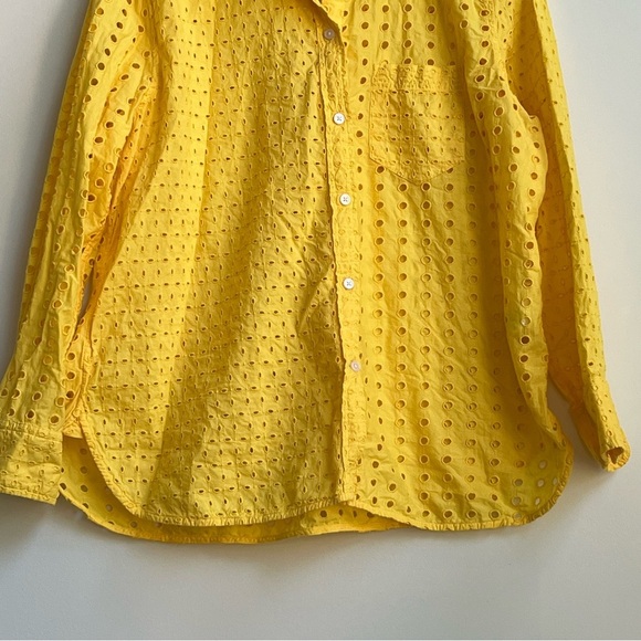 J. CREW Warm Sun Yellow CLASSIC-FIT SHIRT IN EYELET Cotton Button-Up Top 16 - Picture 5 of 15